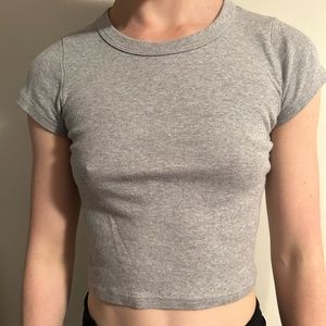 Brandy Melville Cropped T-Shirt, Grey, Size "One Size Fits All"